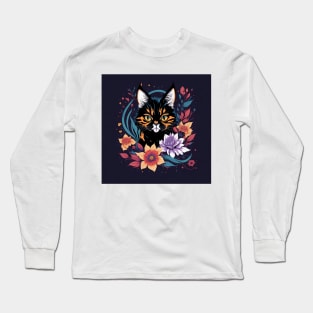 Floral Cat Long Sleeve T-Shirt